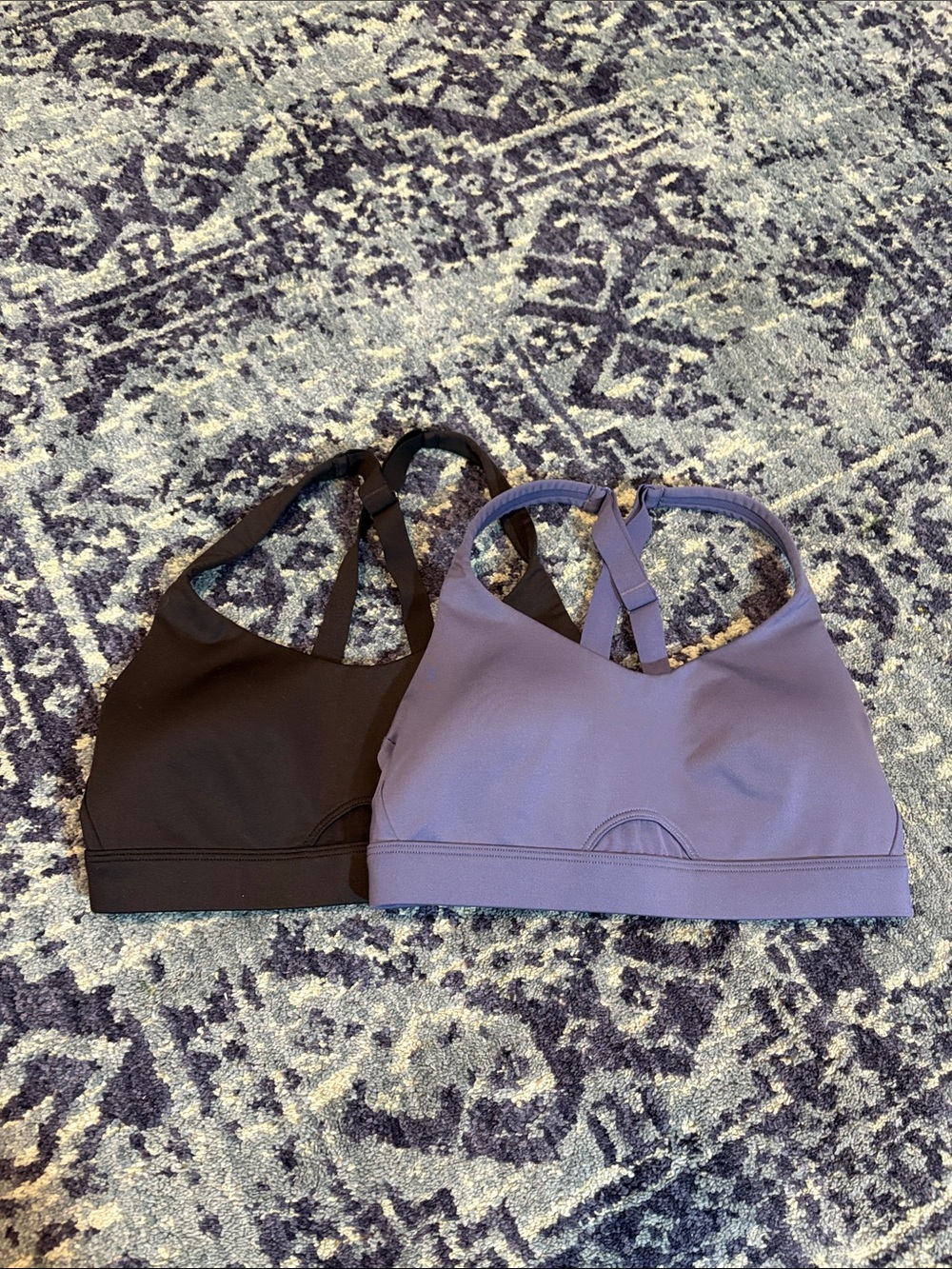 Women's Seamless Strappy Sports Bras - Black and Lavender bundle